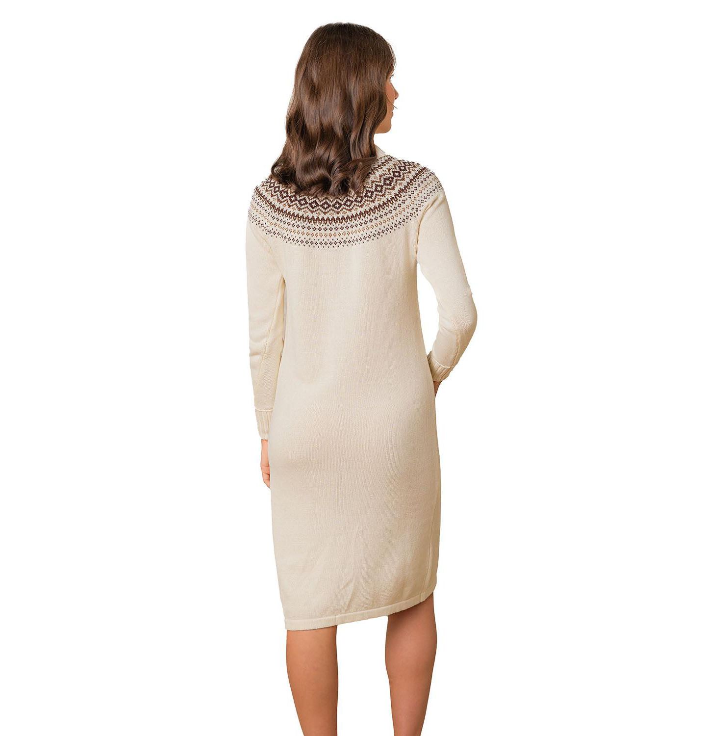 Женское платье Hope & Henry Organic Long Sleeve Turtleneck Intarsia Sweater Dress, цвет: Слоновая кость — фото 6