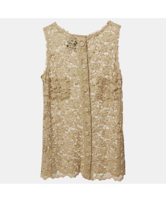 Women's Pre-Owned D&g Beige Lace Sleeveless Sheer Top