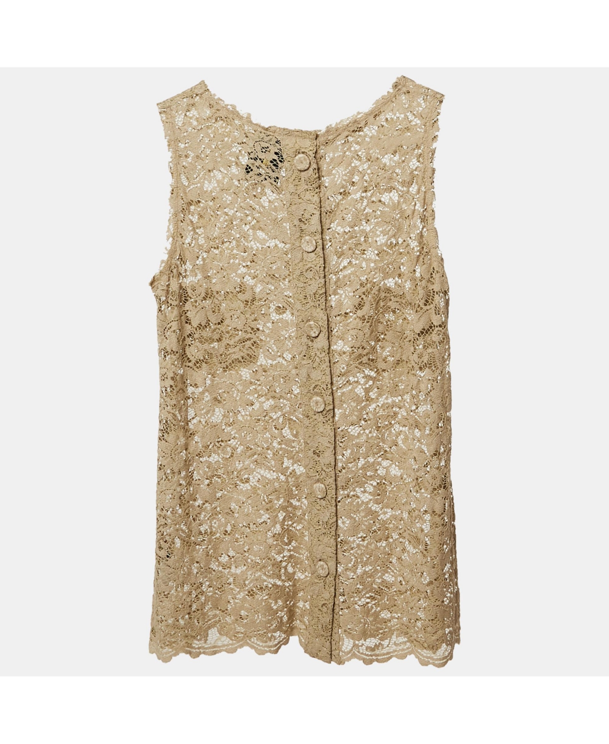 Pre-Owned Dolce & Gabbana Women's Pre-Owned D&g Beige Lace Sleeveless Sheer Top