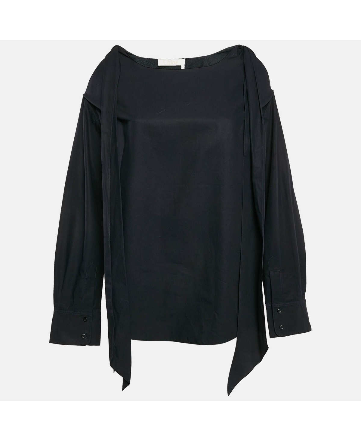 Pre-Owned Chloe Women's Navy Blue Cotton Cold-Shoulder Blouse