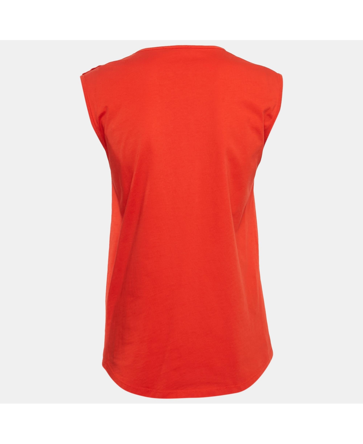 Pre-Owned Balmain Women's Red Logo Print Cotton Knit Button Front Sleeveless