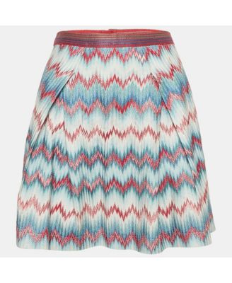 Women's Blue Chevron Pattern Knit Mini Skirt
