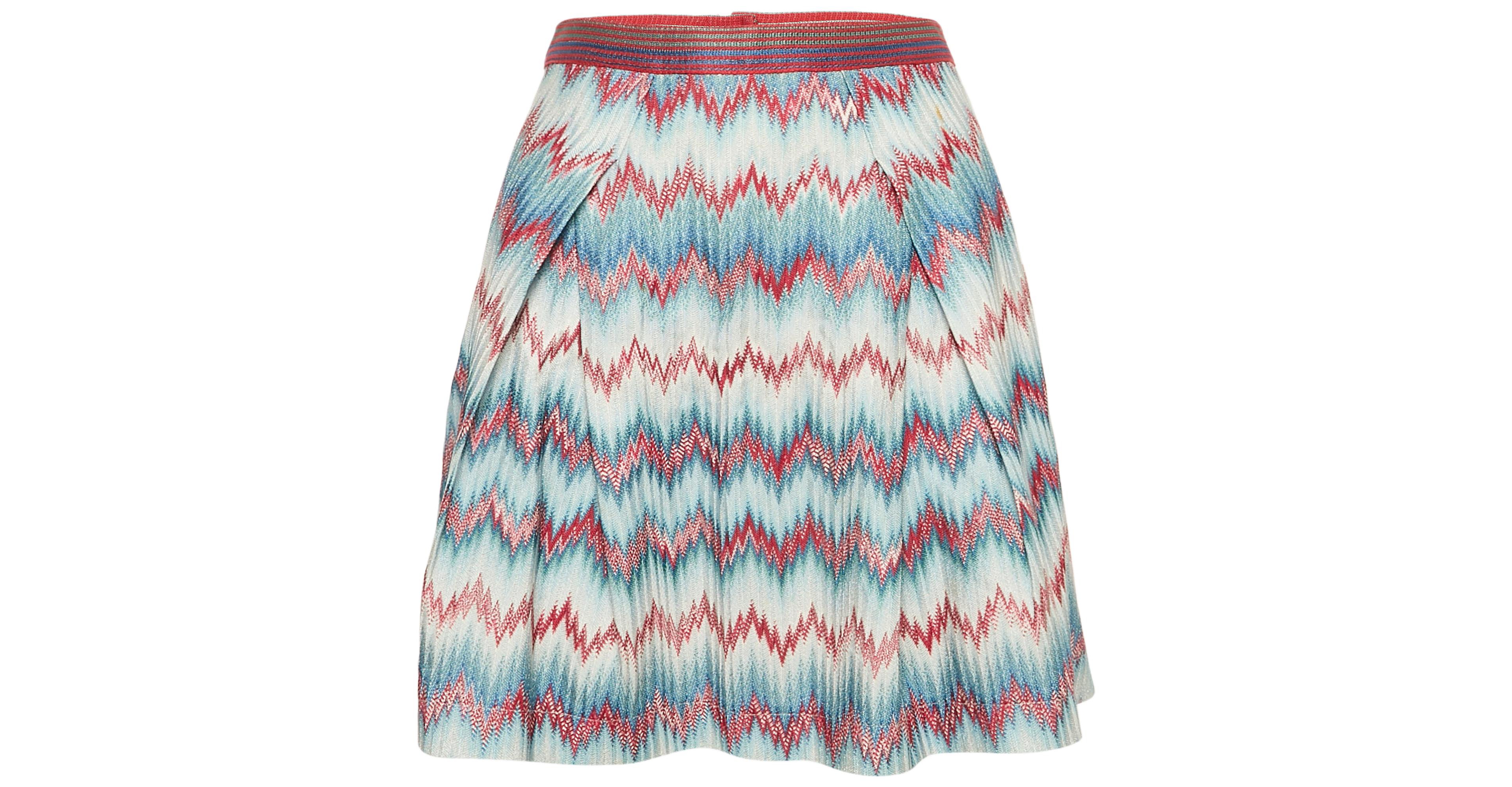 Pre-Owned Missoni Women's Blue Chevron Pattern Knit Mini Skirt