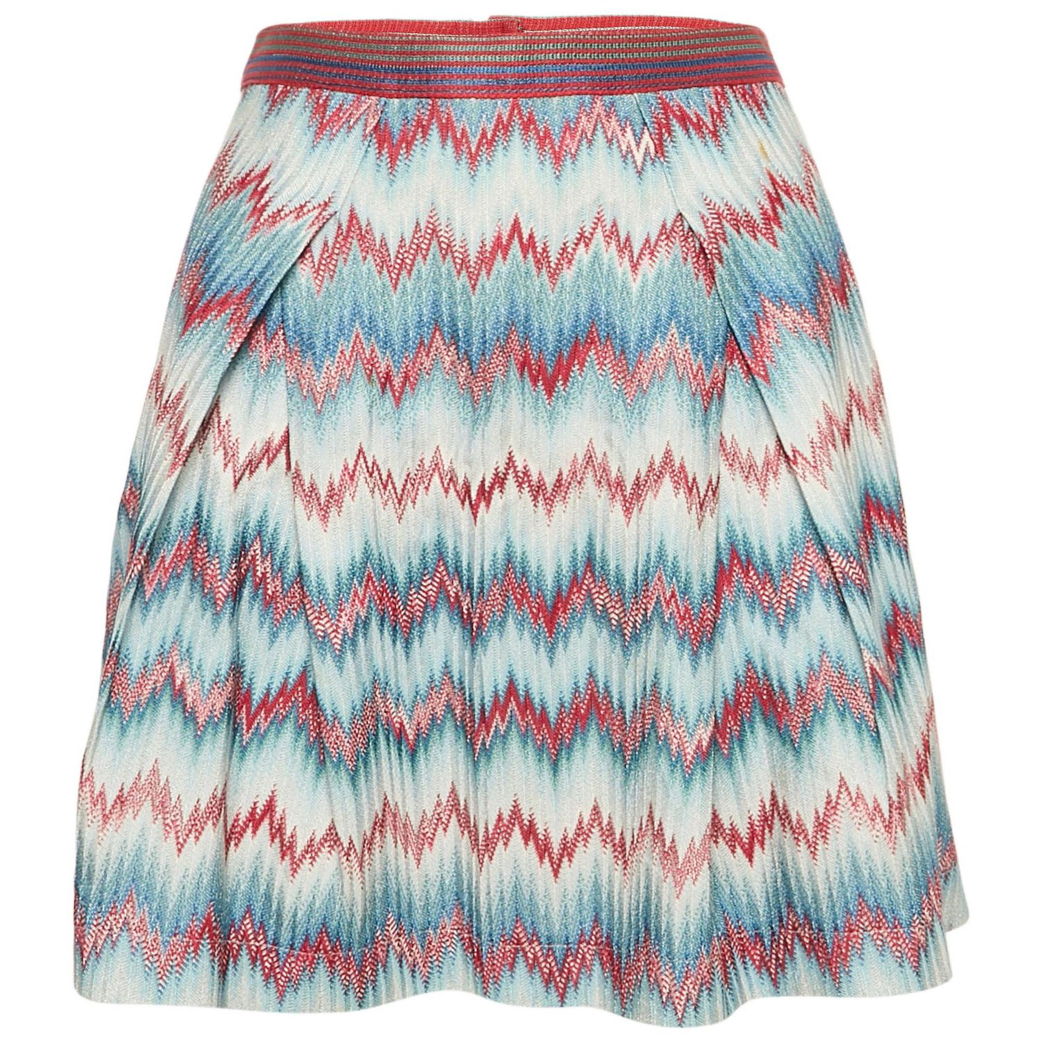 Women's Blue Chevron Pattern Knit Mini Skirt