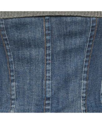 Women's Blue Denim Sleeveless Bustier Top