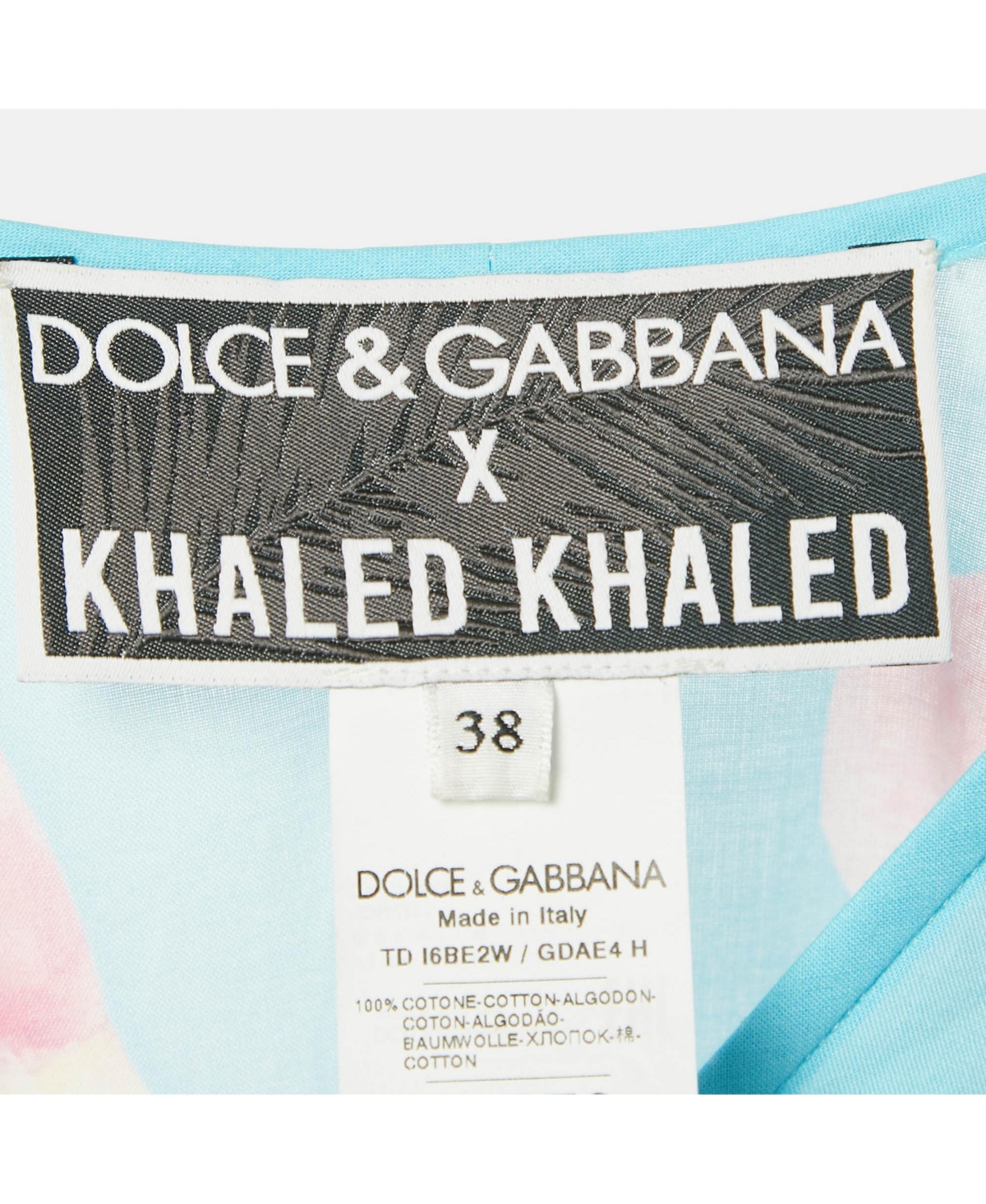 Pre-Owned Dolce & Gabbana Women's Khaled Multicolor Flamingo Print Cotton Kaftan Mini Dress