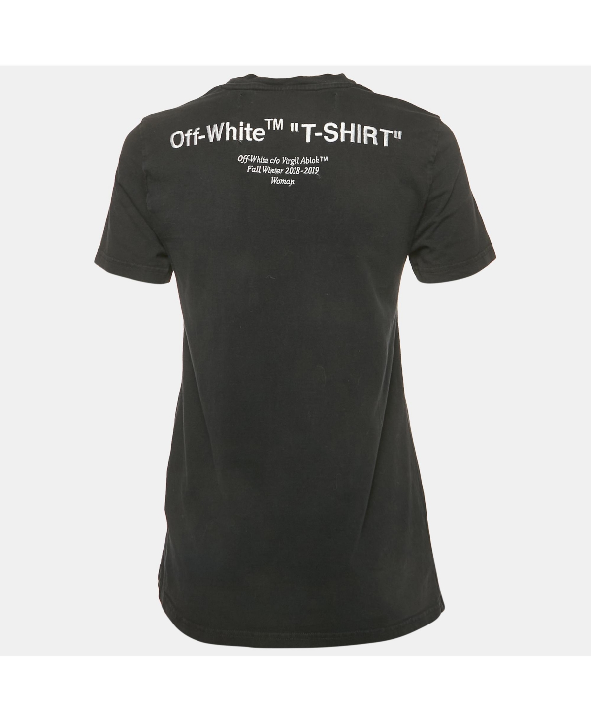Pre-Owned Off-White Women's Black Logo Embroidered Jersey Crew Neck T-Shirt