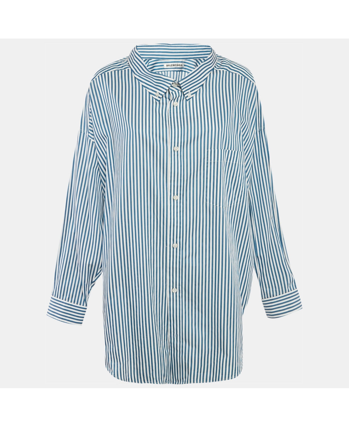 Pre-Owned Balenciaga Women's Stripe Cotton Poplin Swing Shirt