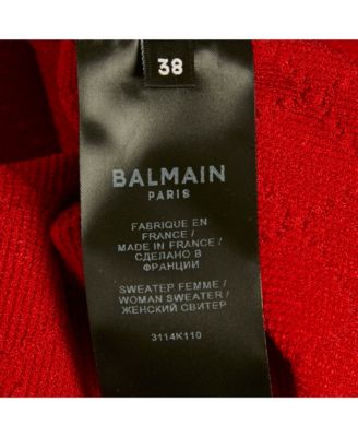 Women's Red Stretch Knit Button Detail Sweater