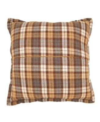 Plaid Flange Poly Filled Decorative Pillow, 18" x 18"