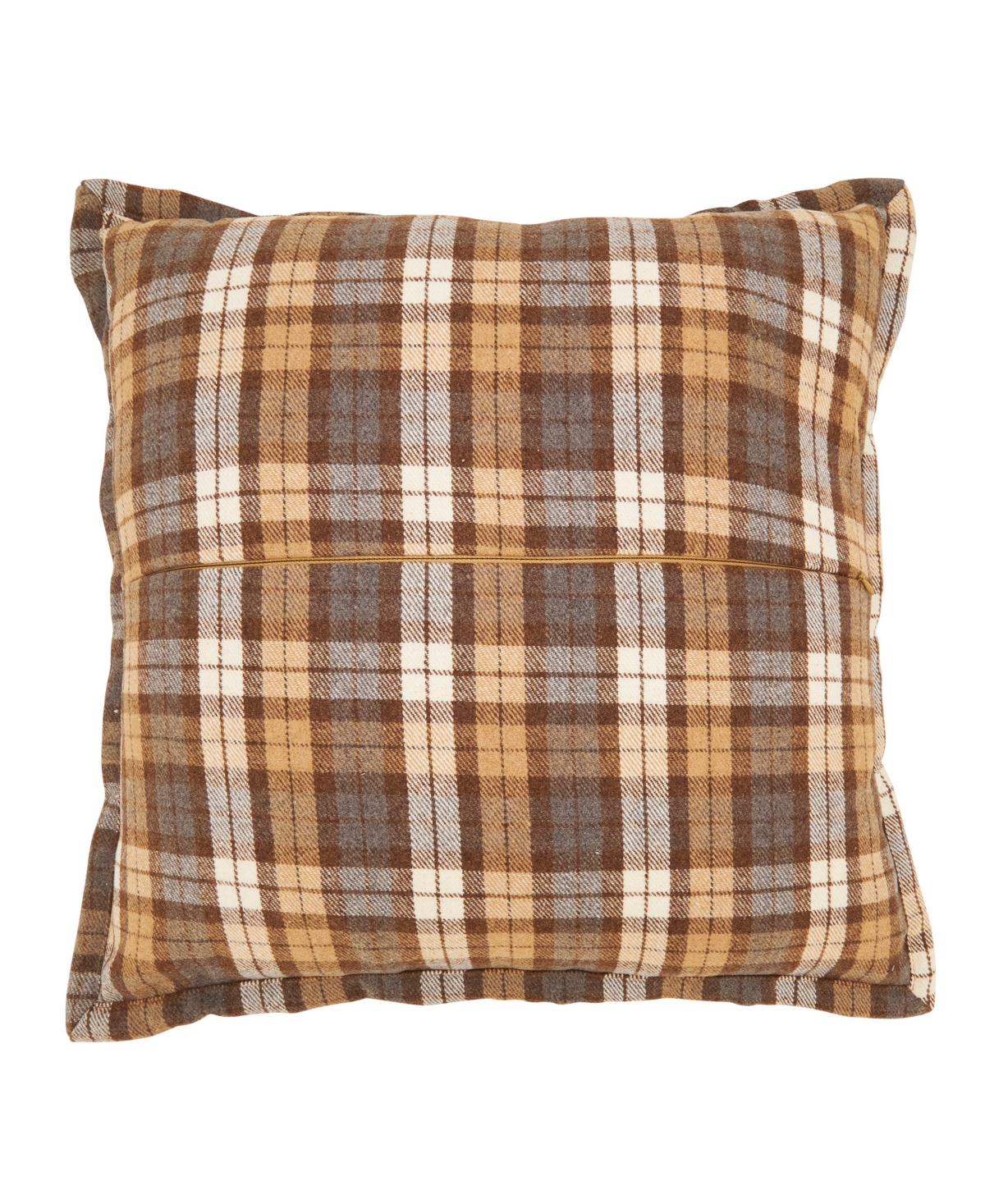 Saro Lifestyle Plaid Flange Poly Filled Decorative Pillow, 18" x 18"