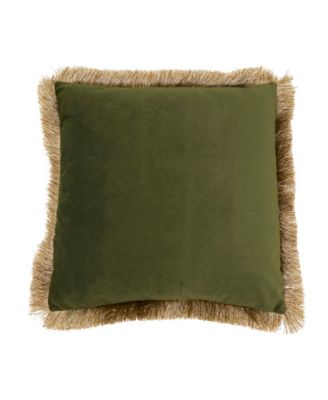 Velvet Fringe Down Filled Decorative Pillow, 18" x 18"