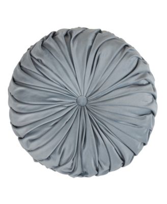 Round Velvet Pintucked Poly Filled Decorative Pillow, Set of 2