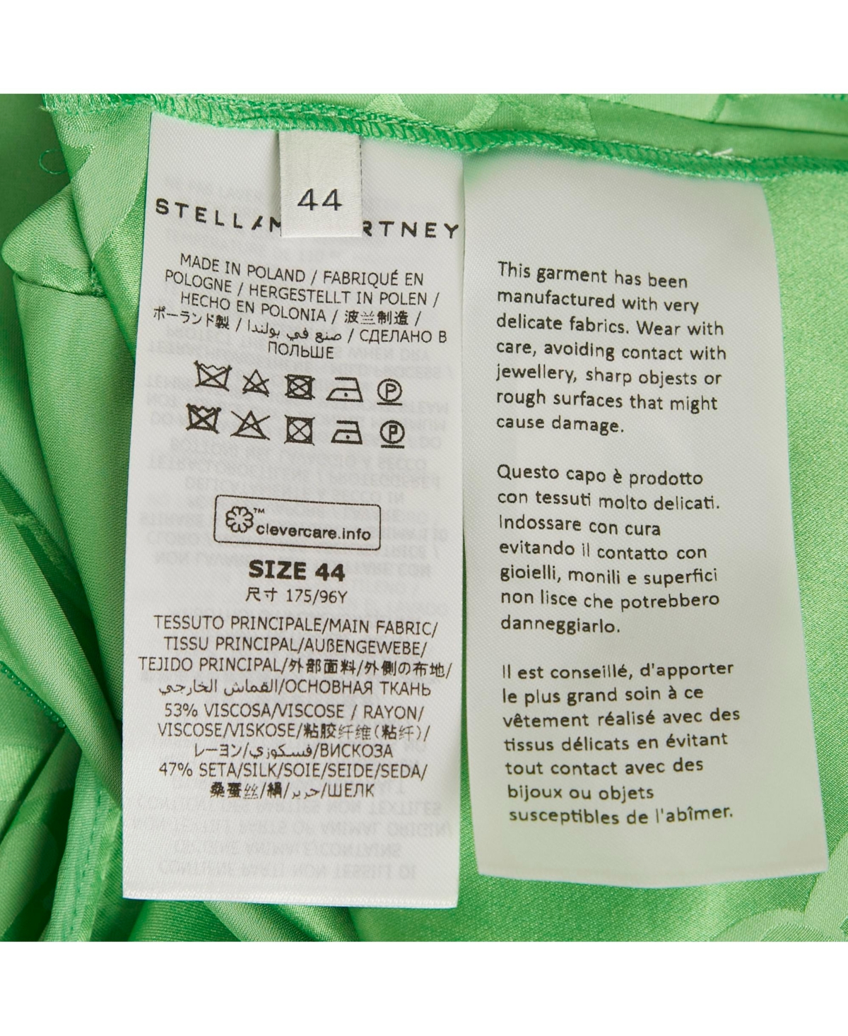 Pre-Owned Stella Mccartney Women's Green Jacquard Tie Detail Jumpsuit