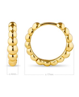 Beaded Ball Hoop Earrings in Gold Plated Sterling Silver