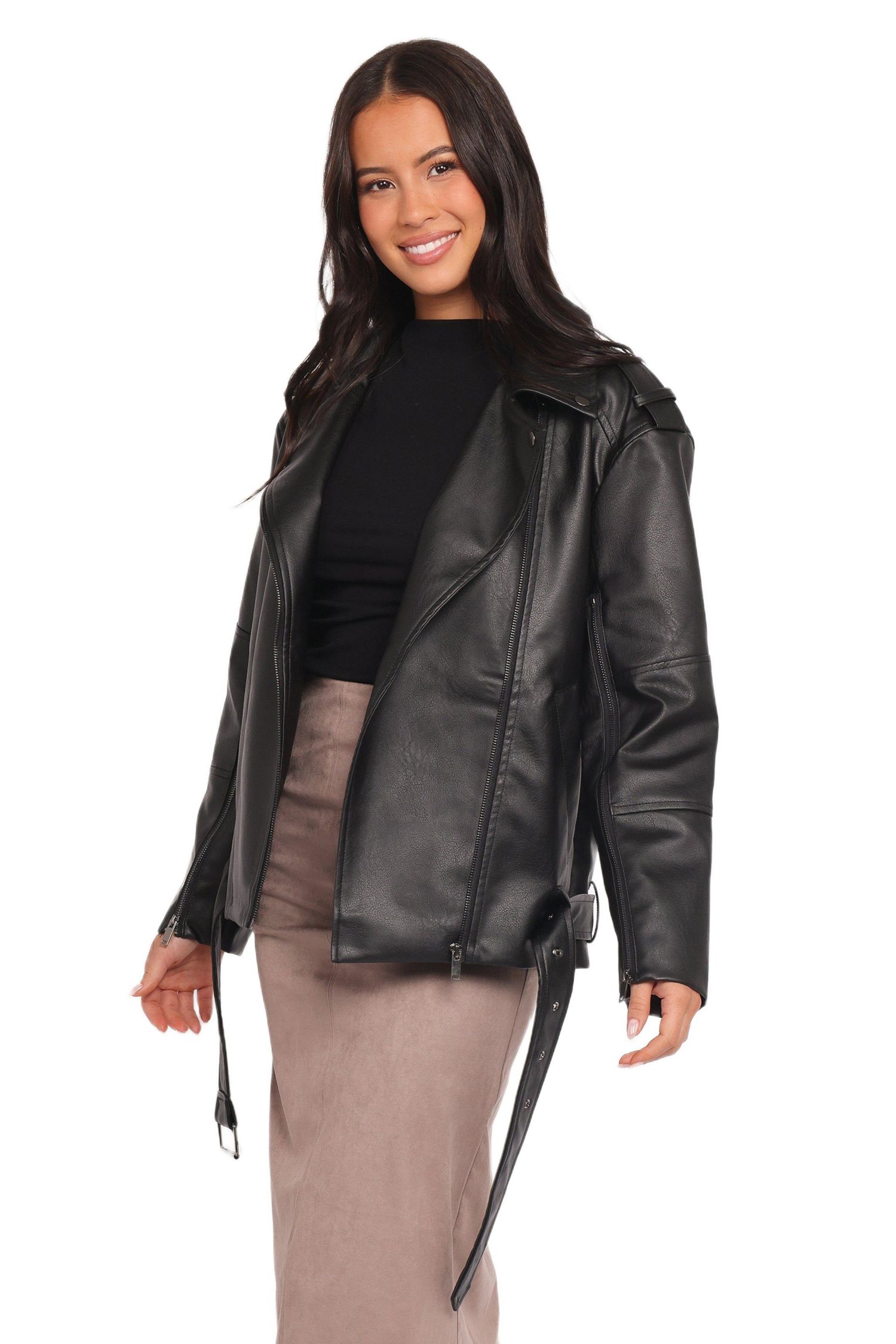 Women's Parsons Oversized Faux Leather Moto Jacket