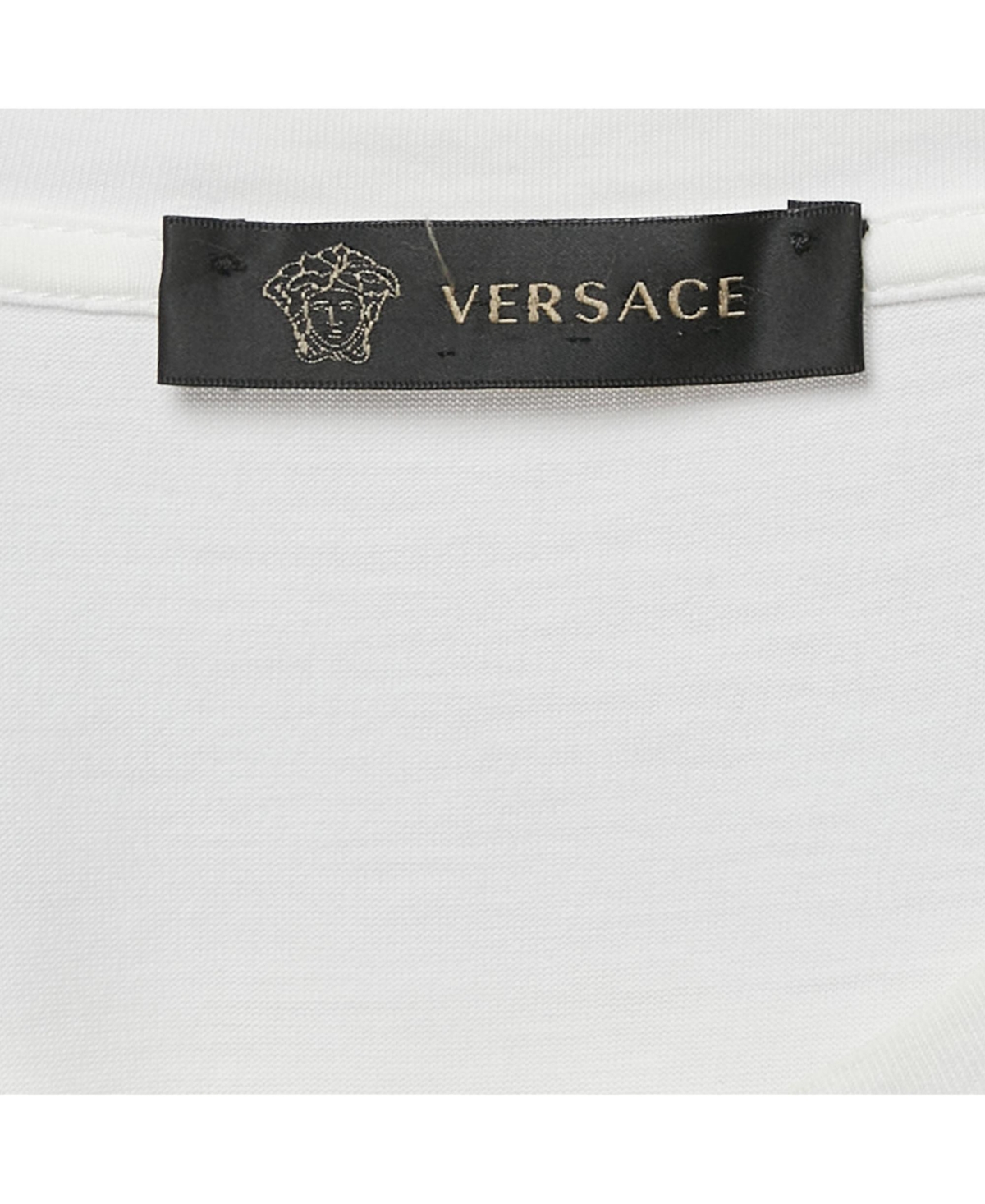 Pre-Owned Versace Men's Whte Medusa Embellished Jersey Crewneck T-Shirt
