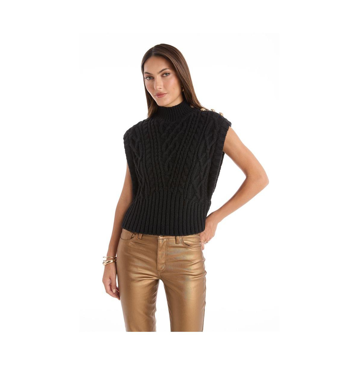 The Noli Shop Women's Raina Cable Knit Button Sweater