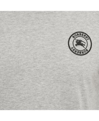 Men's Grey Melange Embroidered Jersey Crewneck T-Shirt