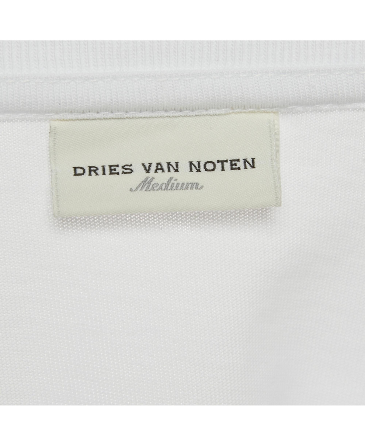 Pre-Owned Dries Van Noten Men's White Cotton Crew Neck Oversized T-Shirt