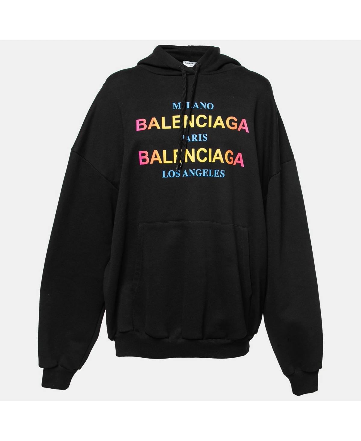 Pre-Owned Balenciaga Women's Black Campaign Print Cotton Knit Hoodie
