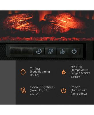 27" 1400W Electric Fake Flame Fireplace Insert Space Heater w/ Remote