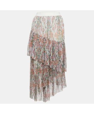 Women's Paisley Print Chiffon Tiered Midi Skirt