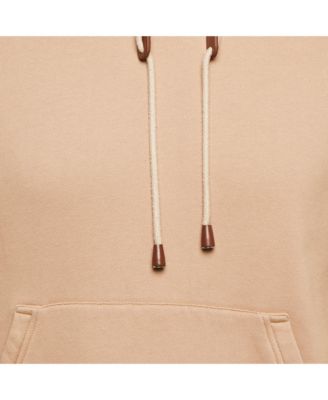 Women's Beige Logo Applique Cotton Knit Zip-Up Hoodie