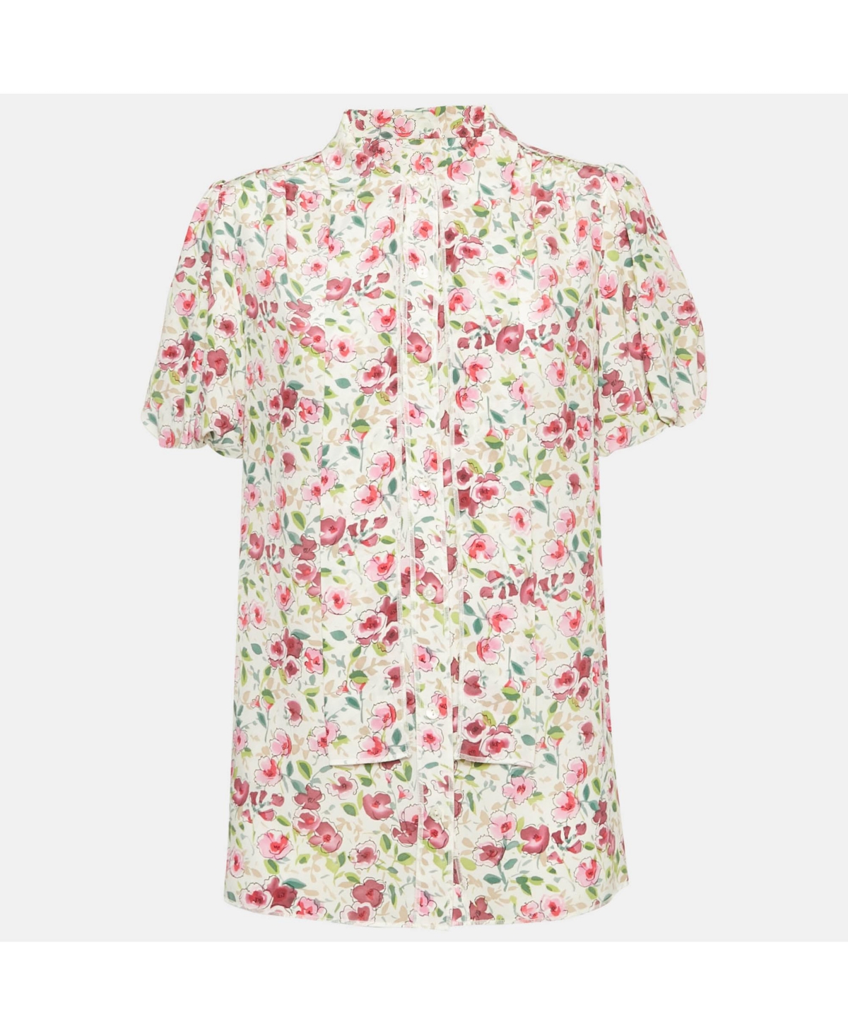 Pre-Owned Dolce & Gabbana Women's Pink Floral Print Silk Short Sleeve Shirt