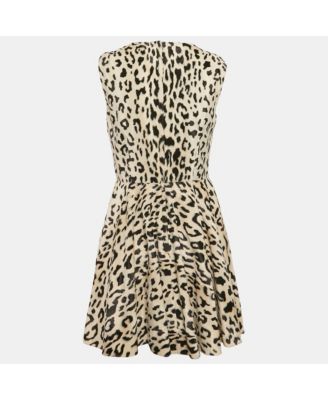 Women's Leopard Print Textured Cotton Sleeveless Mini Dress