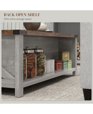 Farmhouse Table with Storage and Drawer, Distressed