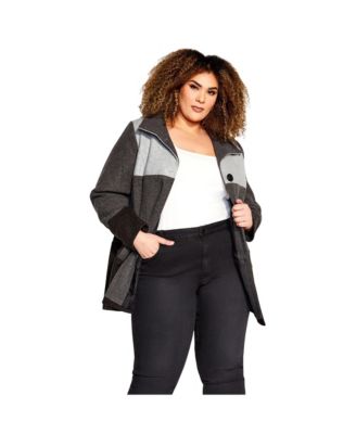 Women's Plus Size Color Block Stripe Jacket