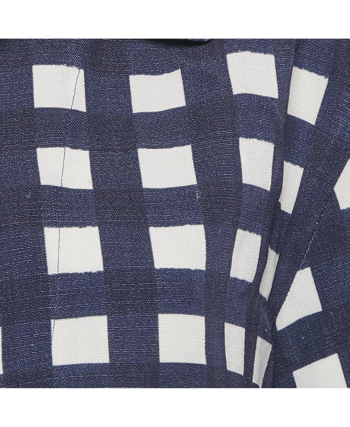 Pre-Owned Jacquemus Women's Navy Blue/white Checkered Silk Blend & Jersey Crop Top & Skirt Set