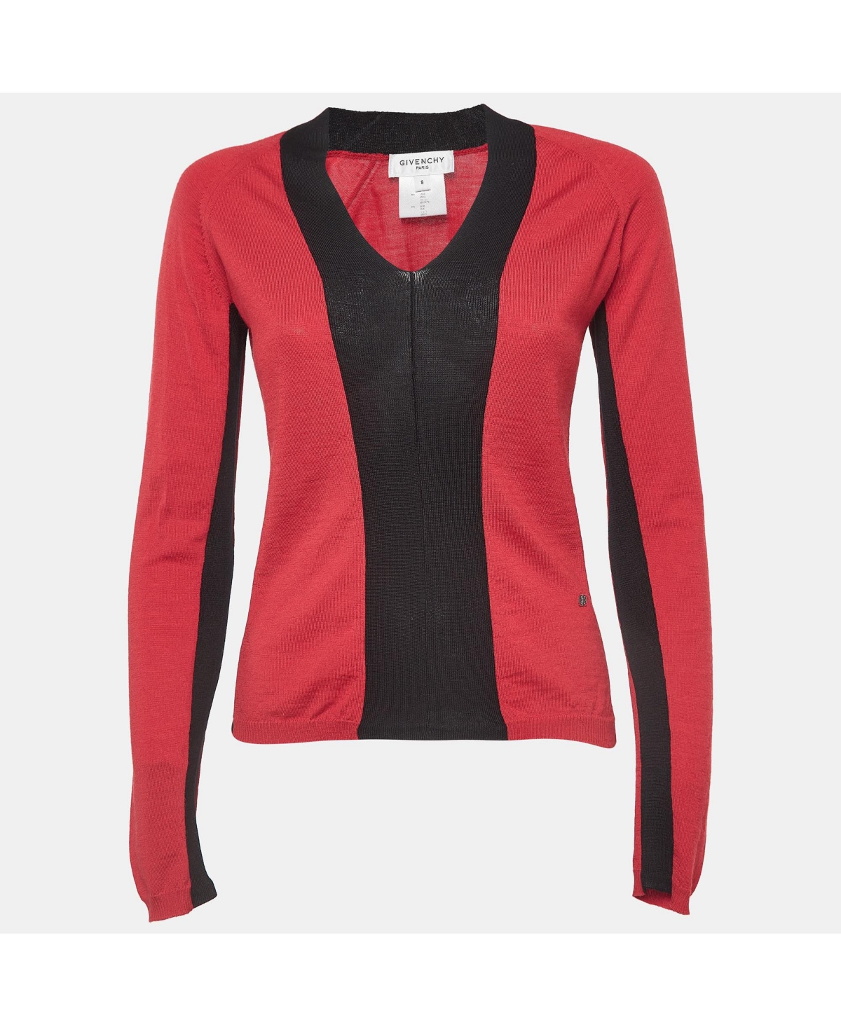 Pre-Owned Givenchy Women's Red/black Jersey Colorblock Sweatshirt