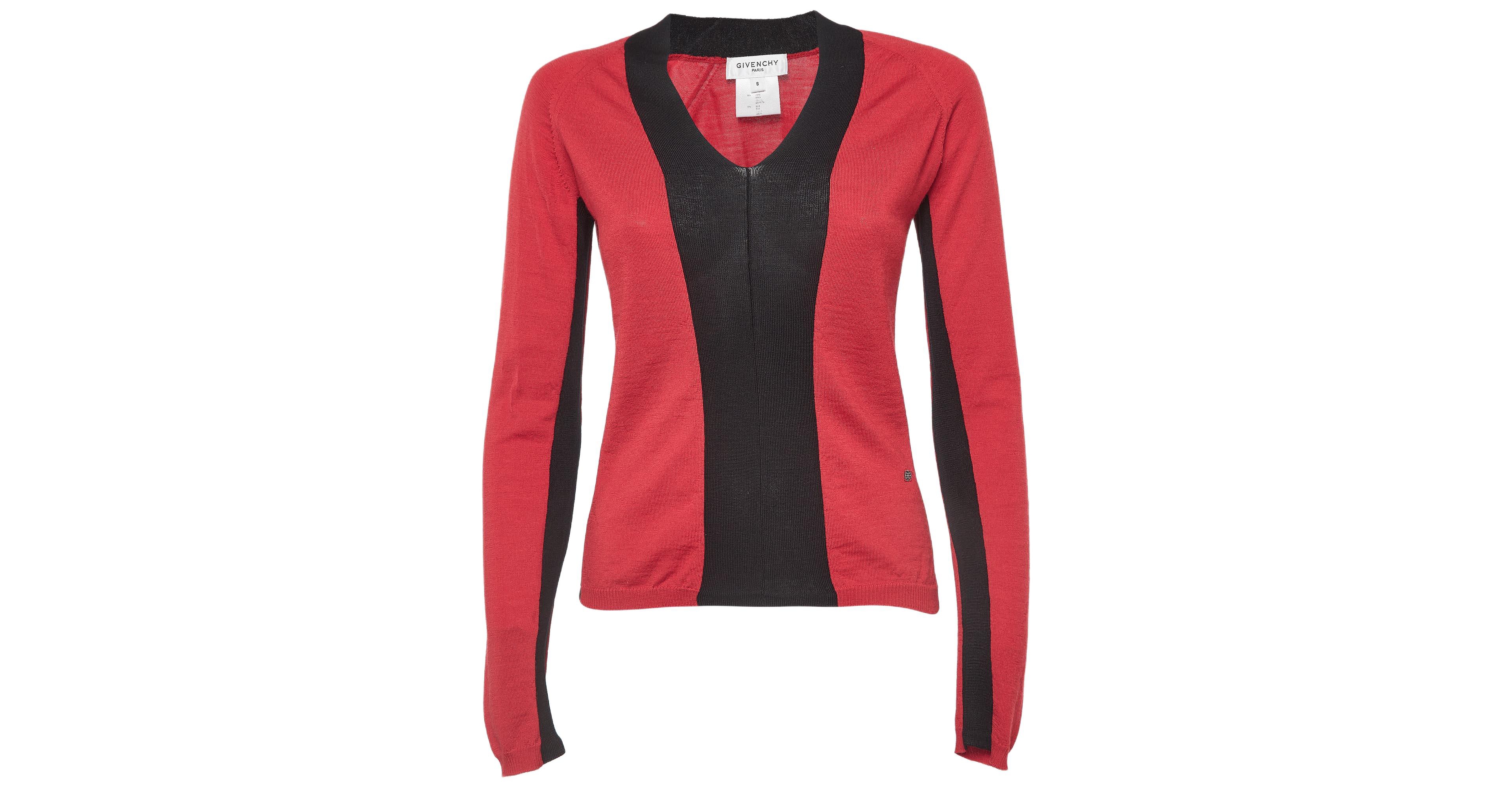 Pre-Owned Givenchy Women's Red/black Jersey Colorblock Sweatshirt