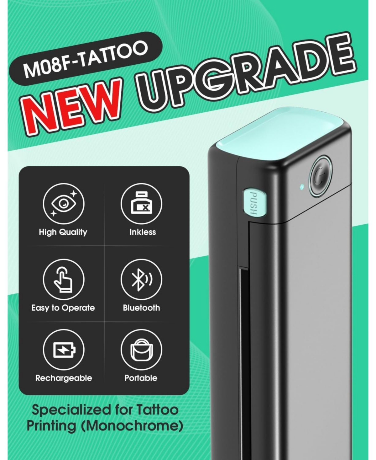 Phomemo M08F Tattoo Stencil Printer, Portable Wireless Inkless Thermal Printer