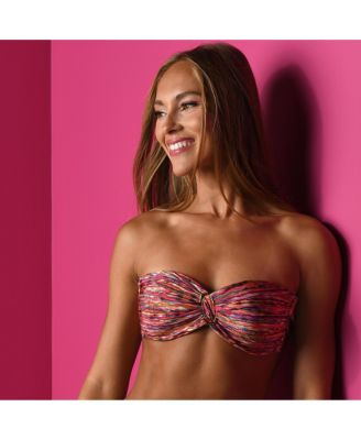 Women's Shimmer Ripple Twist Bandeau Bikini Top