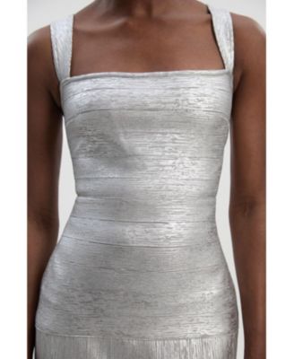 Women's Metallic Strappy Knit Maxi Dress