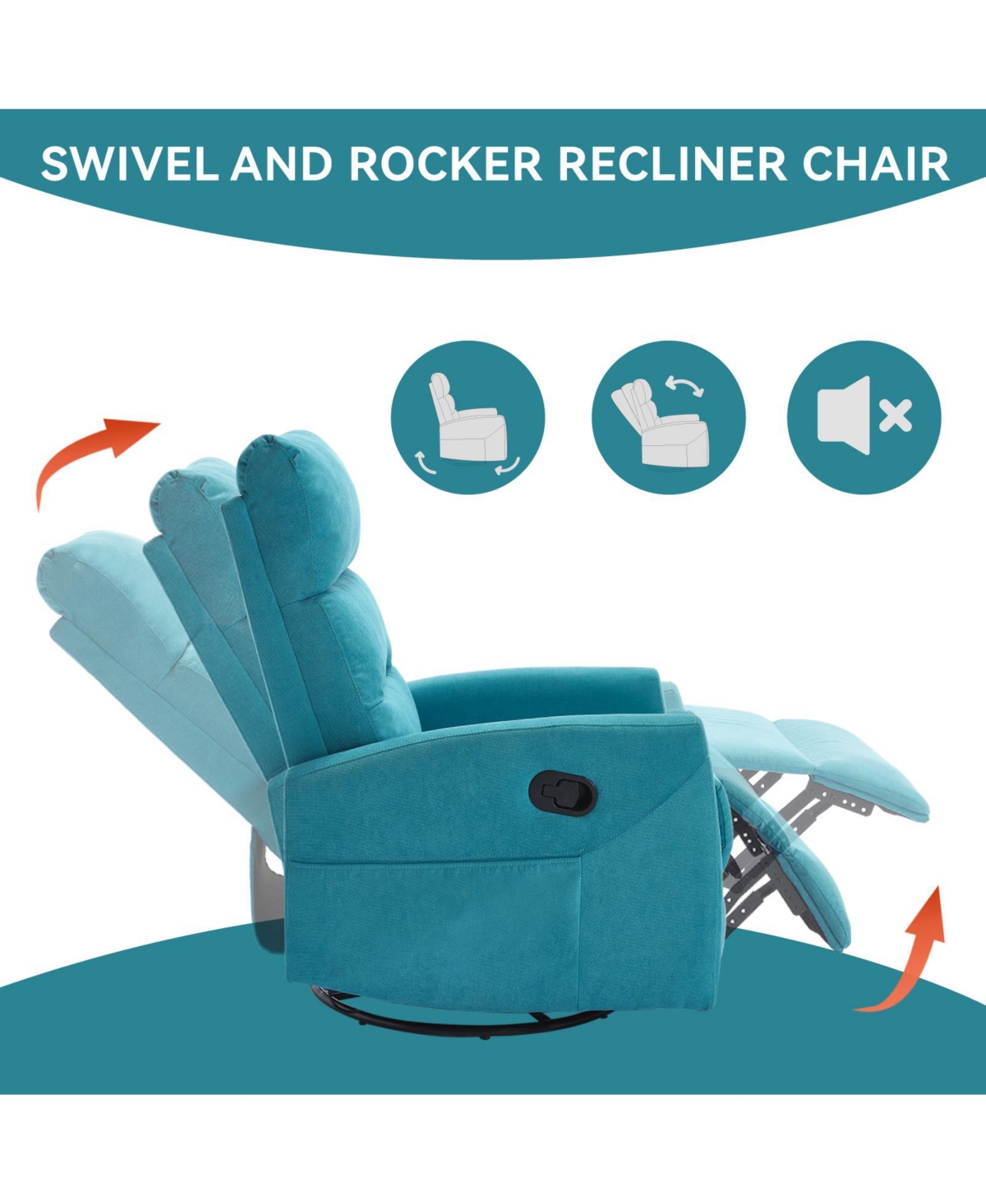 sumyeg Manual Recliner Chair with Rocker and Swivel Fabric