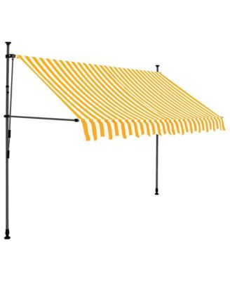 Retractable Awning White and Orange Polyester with PU coating, Steel