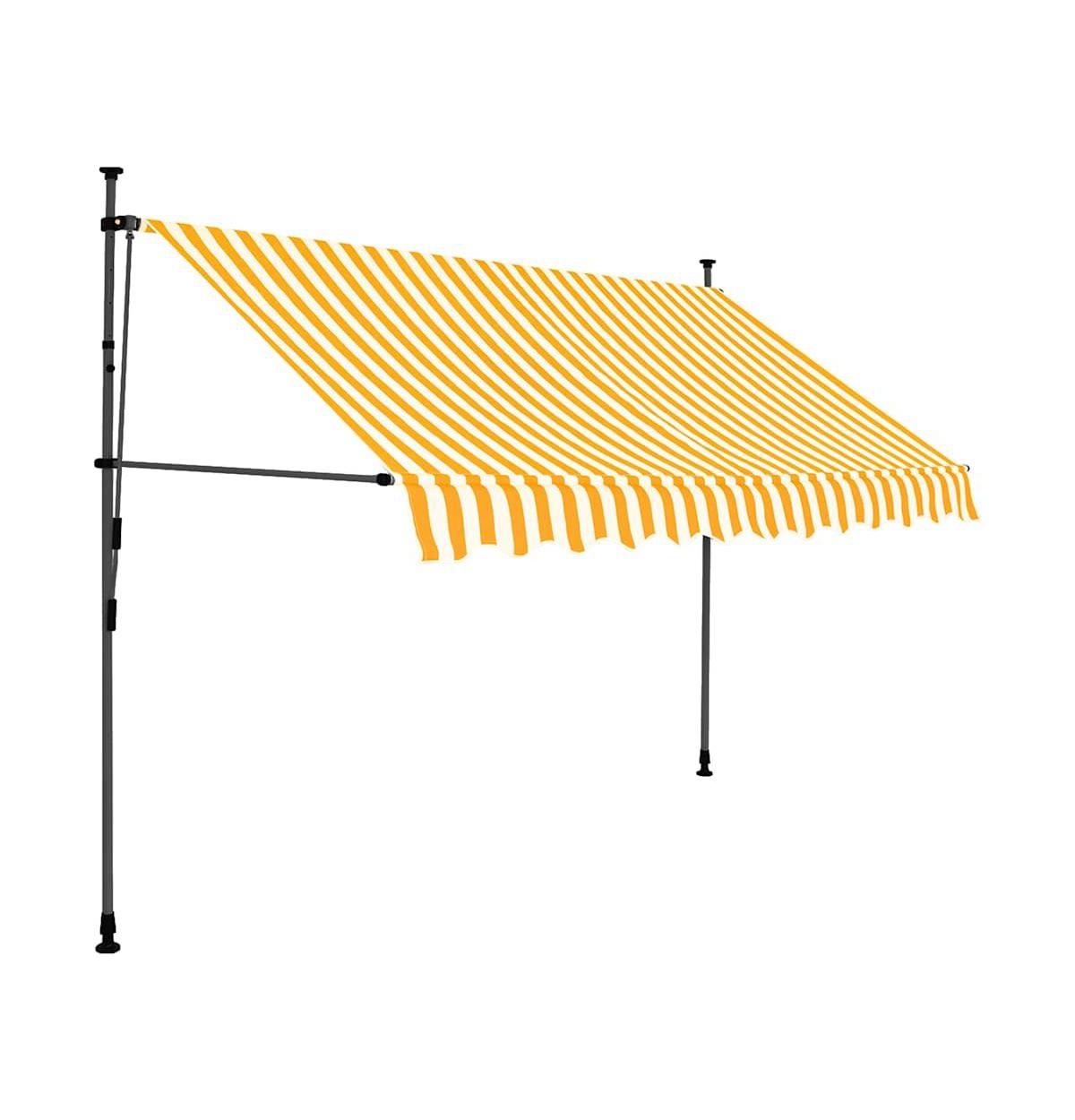 vidaXL Retractable Awning White and Orange Polyester with Pu coating, Steel