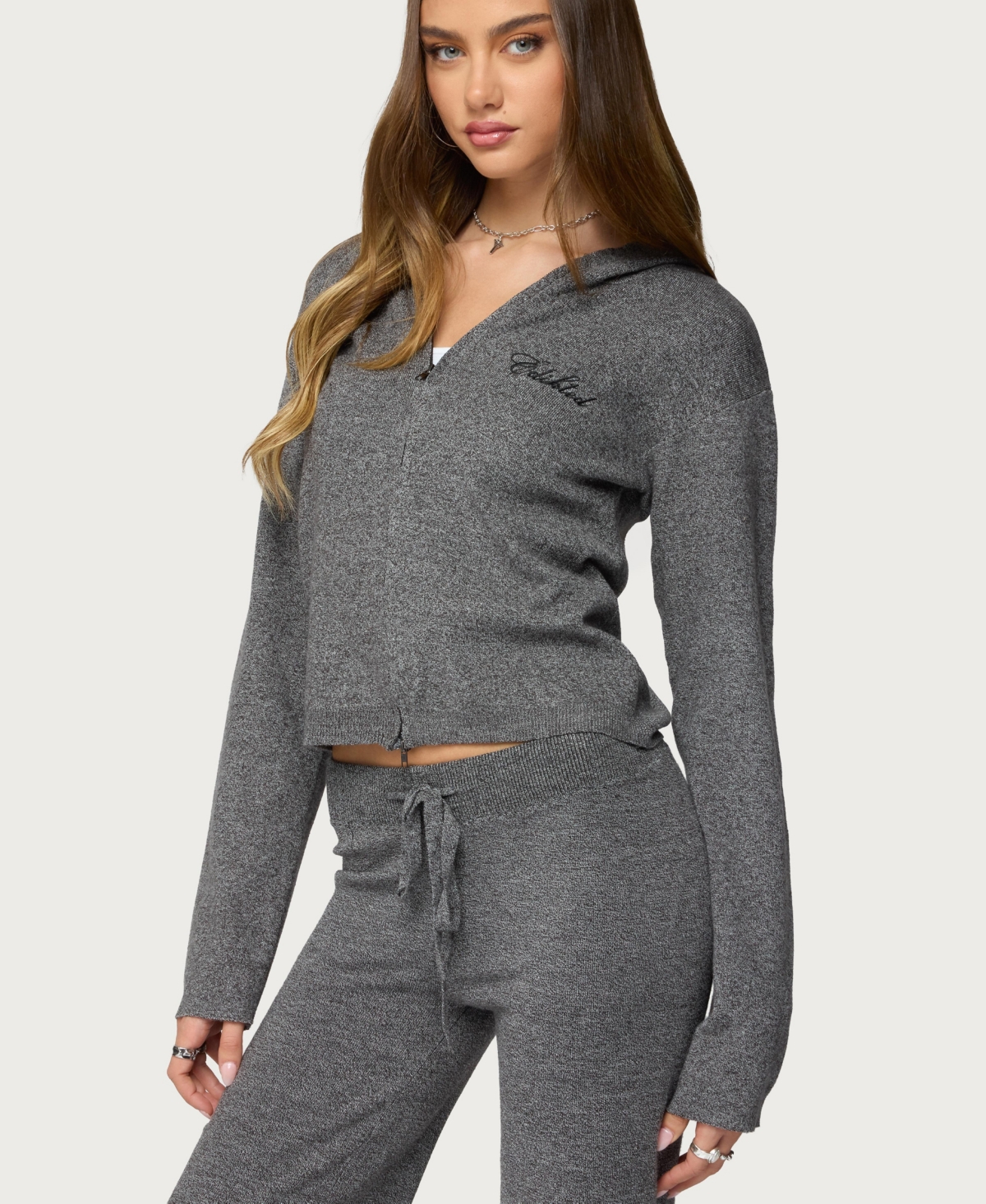 Edikted Women's Ayah Knit Zip Up Hoodie