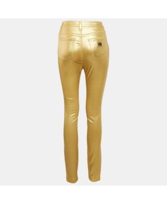 Women's Metallic Gold Coated Cotton Grace Skinny Pants