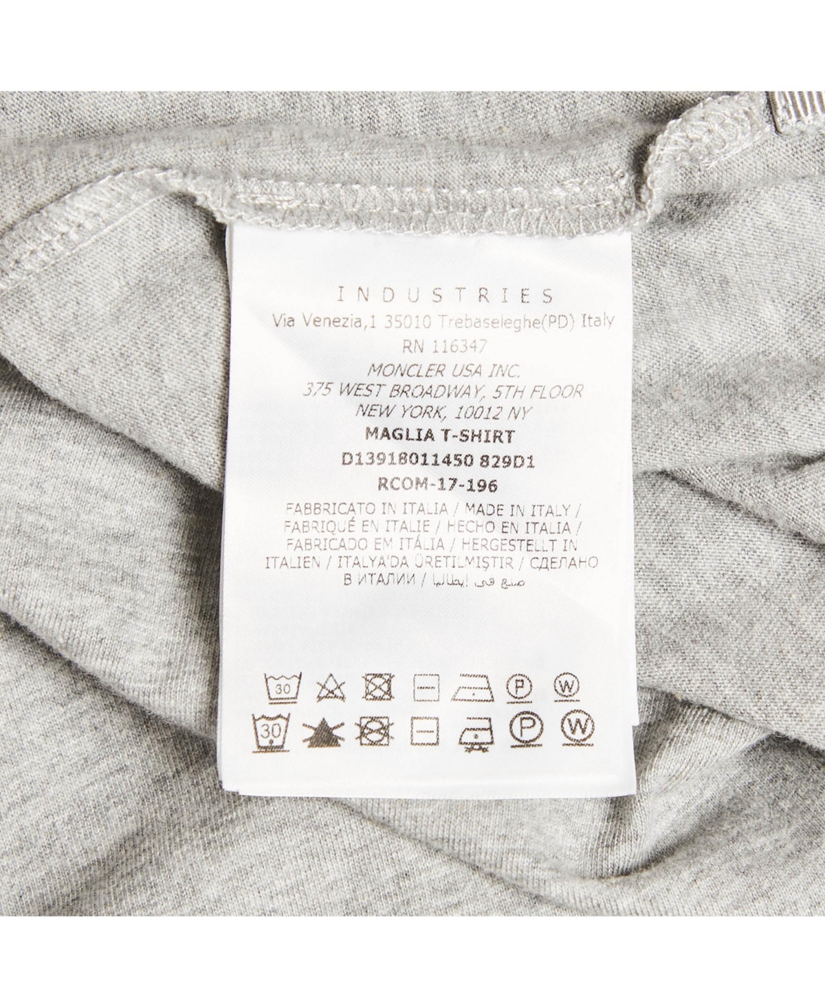 Pre-Owned Moncler Men's Grey Cotton Logo Applique Crew Neck