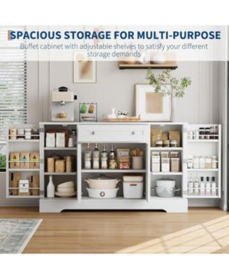 Modern Wooden Sideboard Buffet Cabinet with Drawer, 4 Doors and Storage Shelves