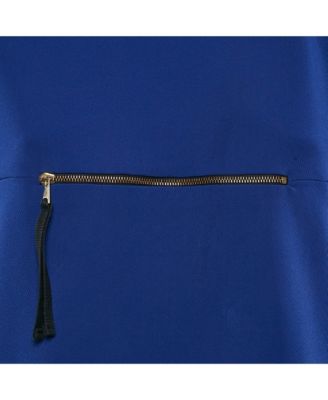 Women's Royal Blue Stretch Crepe Zip Detail Short Dress