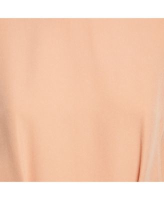 Women's Orange Crepe Pleated Sleeveless Short Dress