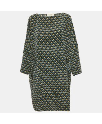 Women's Multicolor Printed Silk Loose Fit Short Dress