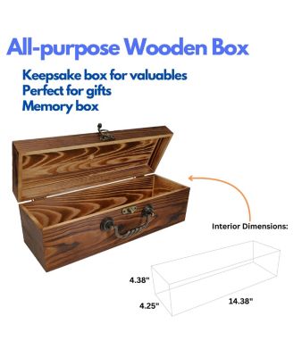 Wooden Storage Box, Walnut Stained Burnt Wood Finish