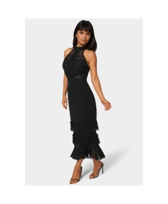 Women's Halter Tiered Lace Midi Dress